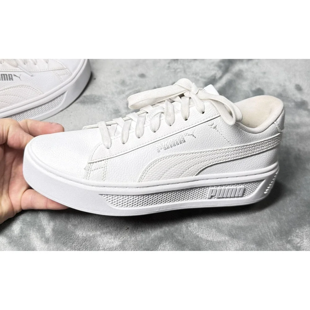 Puma Platform Shoes‎ Womens Size 8.5 White SoftFoam+ Leather Casual 392253-01